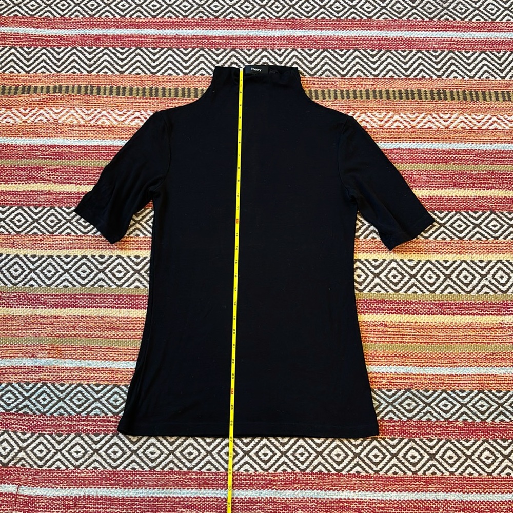 Theory Black Mock Neck Fitted Shirt Size S.